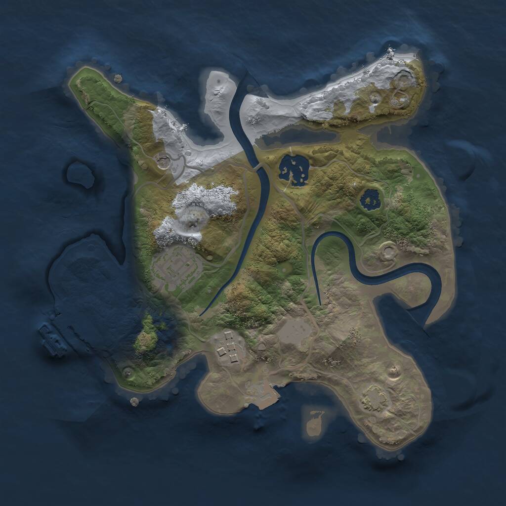 Rust Map: Procedural Map, Size: 2400, Seed: 563499, 7 Monuments