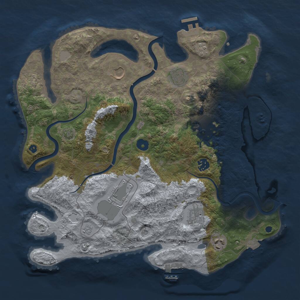 Rust Map: Procedural Map, Size: 3750, Seed: 194318552, 14 Monuments