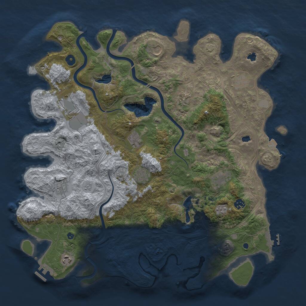 Rust Map: Procedural Map, Size: 4500, Seed: 201631690, 17 Monuments