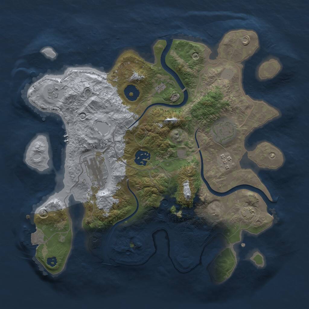 Rust Map: Procedural Map, Size: 3000, Seed: 1919191, 8 Monuments
