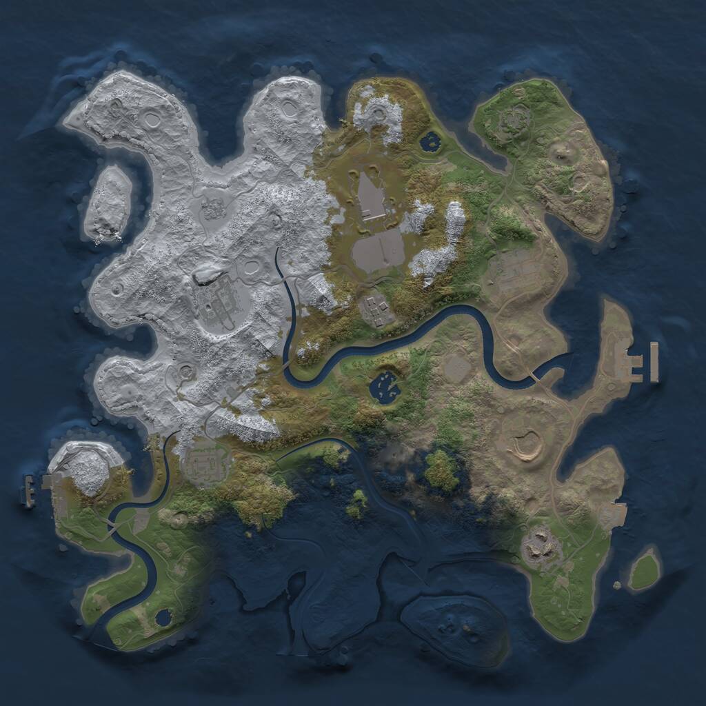 Rust Map: Procedural Map, Size: 3500, Seed: 913907903, 14 Monuments
