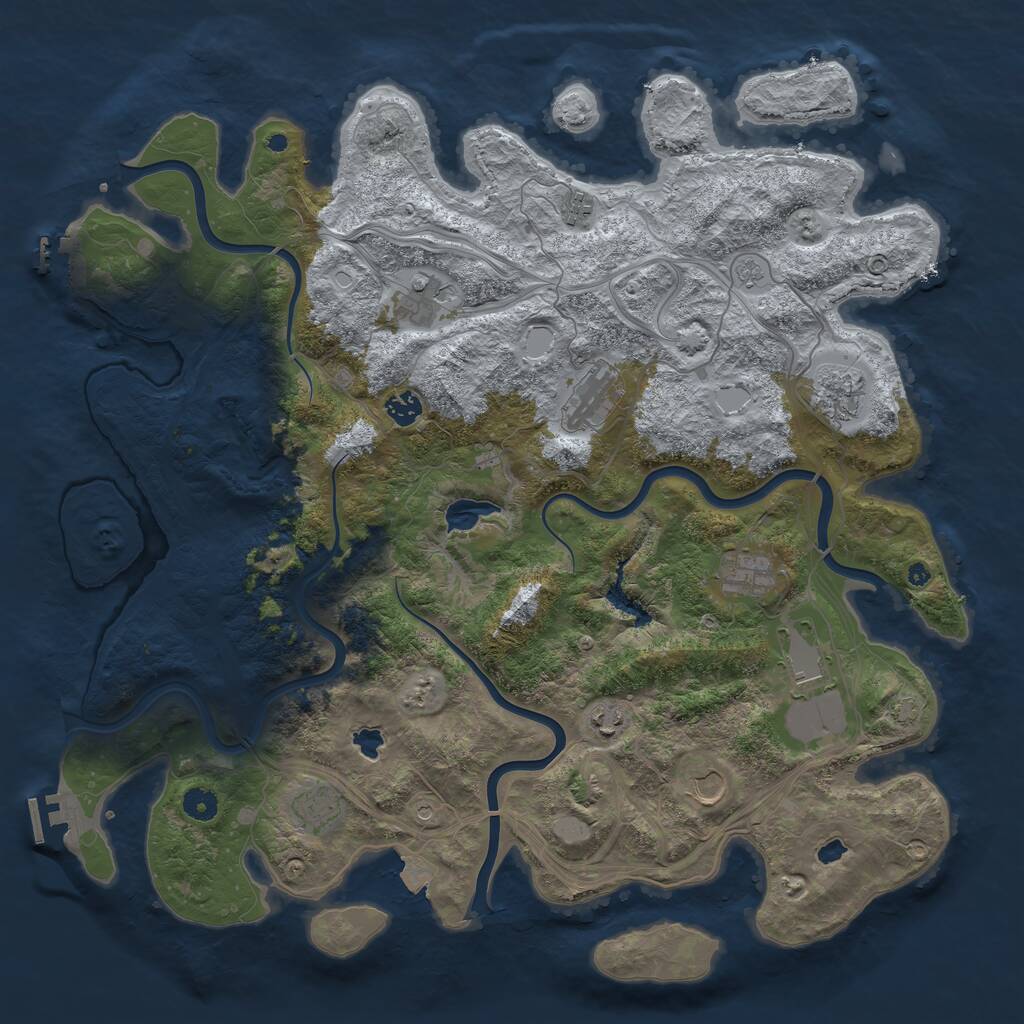Rust Map: Procedural Map, Size: 4500, Seed: 338452216, 16 Monuments