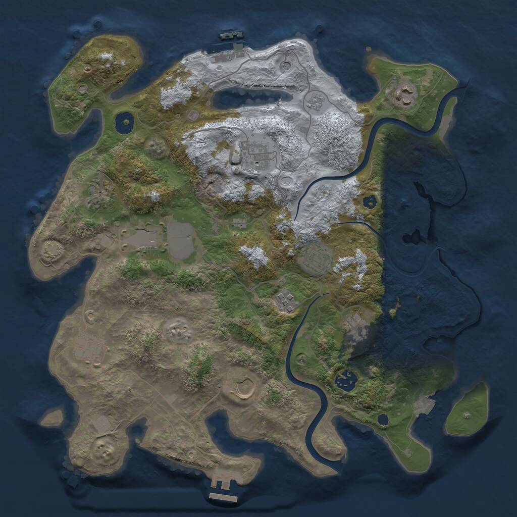 Rust Map: Procedural Map, Size: 3700, Seed: 2040151980, 16 Monuments