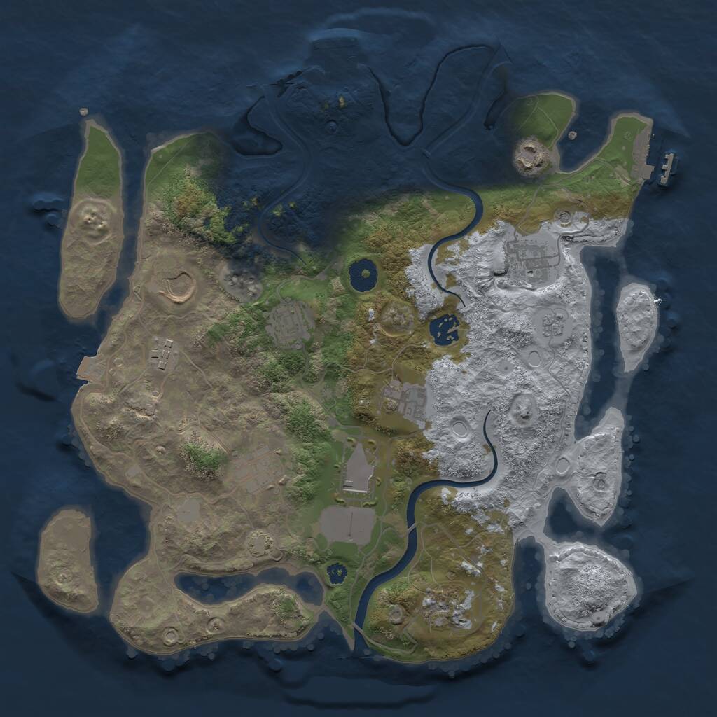 Rust Map: Procedural Map, Size: 3500, Seed: 13766, 16 Monuments