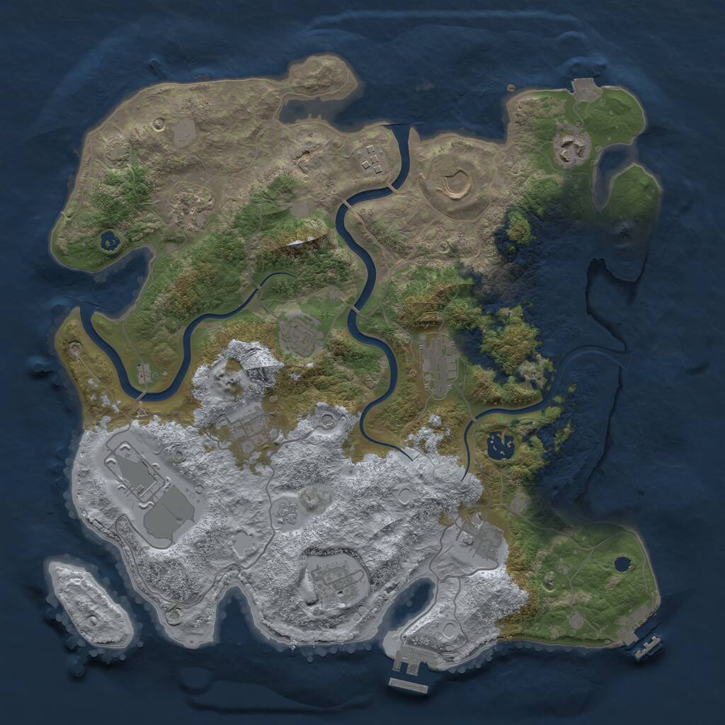 Rust Map: Procedural Map, Size: 3750, Seed: 357407440, 17 Monuments