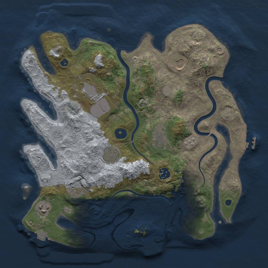 Rust Map: Procedural Map, Size: 3500, Seed: 1791279, 14 Monuments