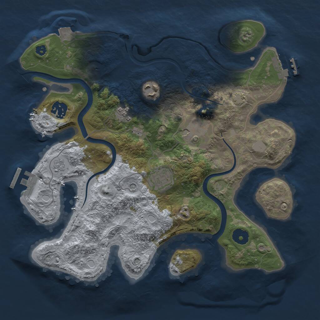 Rust Map: Procedural Map, Size: 3000, Seed: 1097191876, 11 Monuments