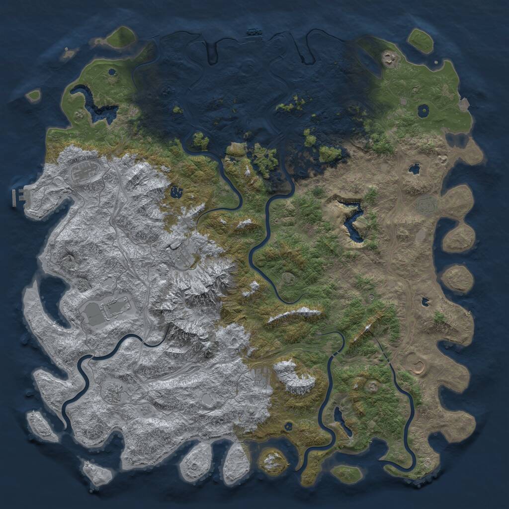 Rust Map: Procedural Map, Size: 6000, Seed: 5655885, 17 Monuments