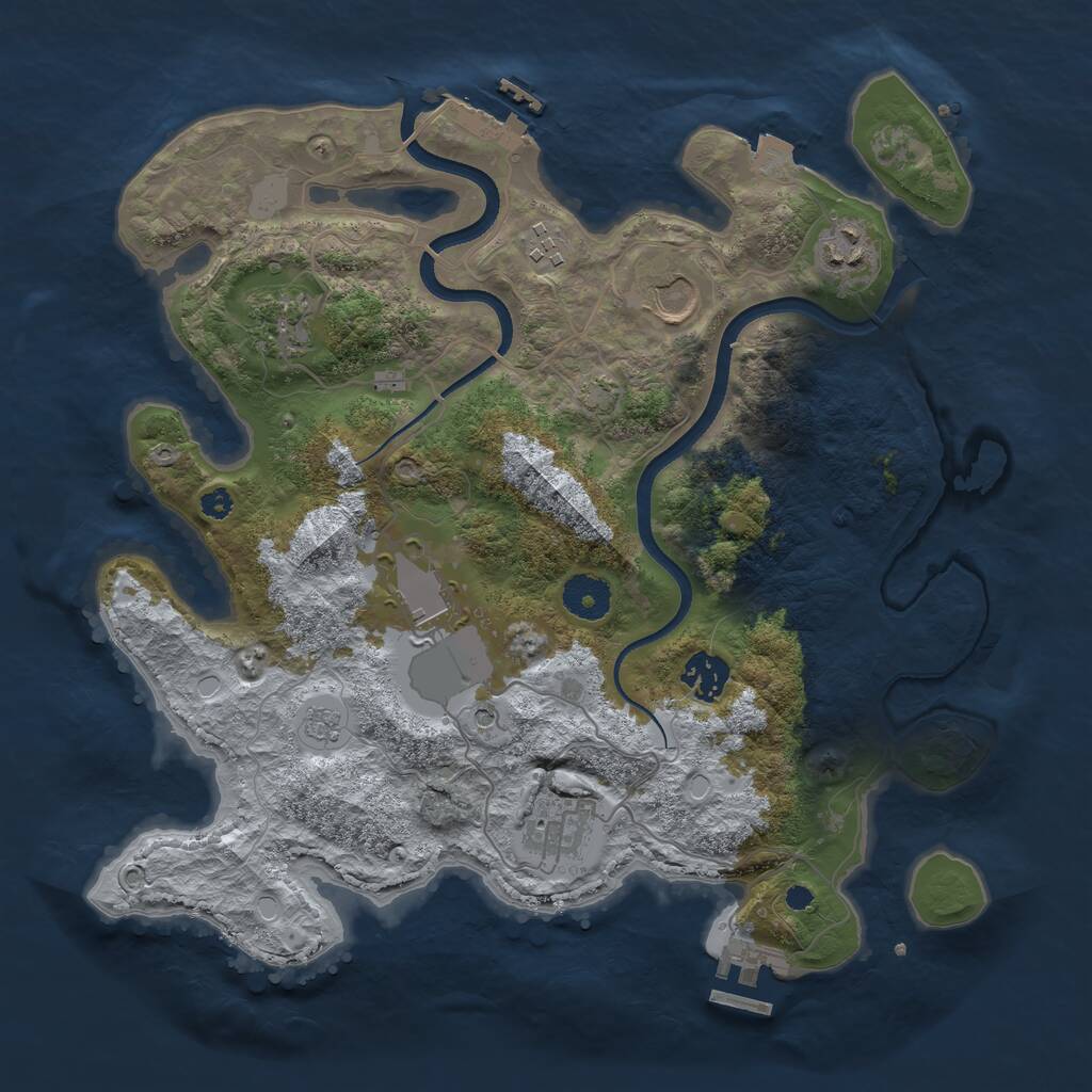 Rust Map: Procedural Map, Size: 3500, Seed: 1992153067, 13 Monuments