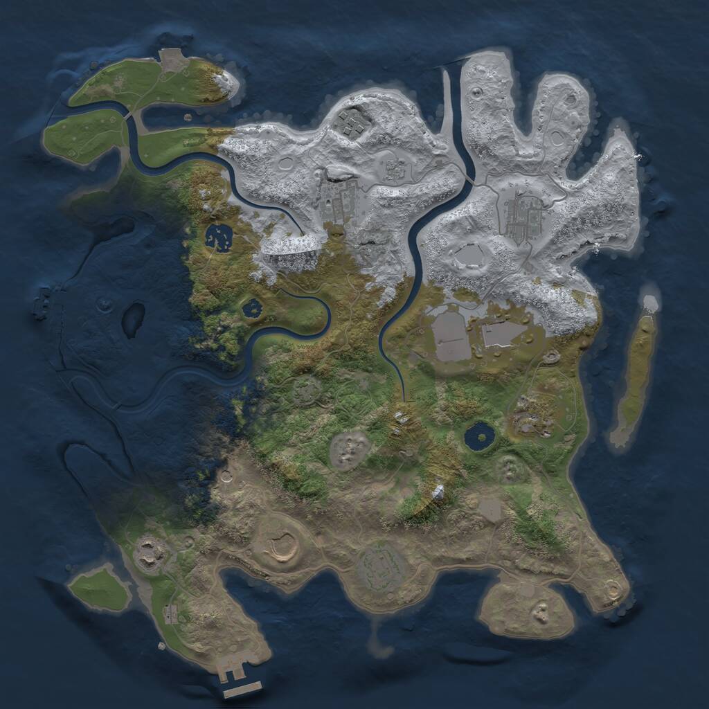 Rust Map: Procedural Map, Size: 3700, Seed: 358477229, 15 Monuments