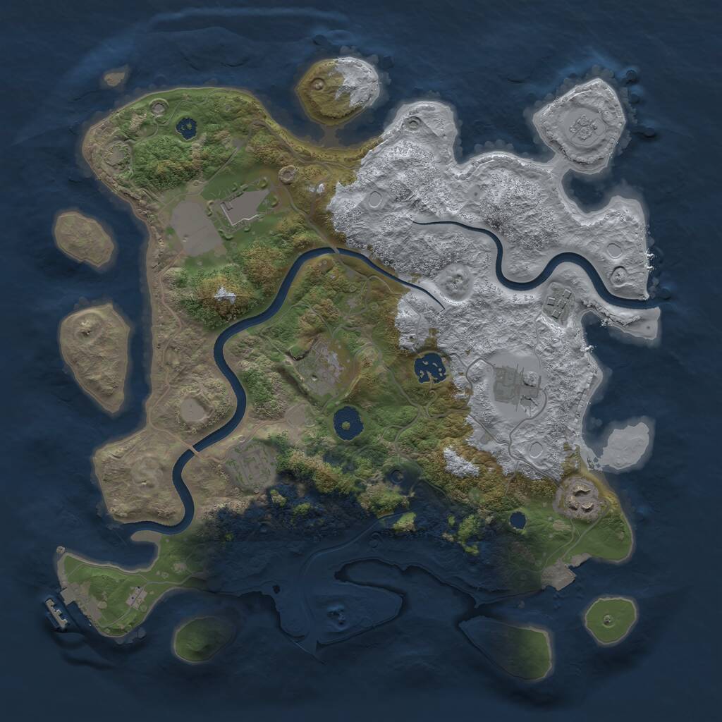Rust Map: Procedural Map, Size: 3500, Seed: 21354, 12 Monuments