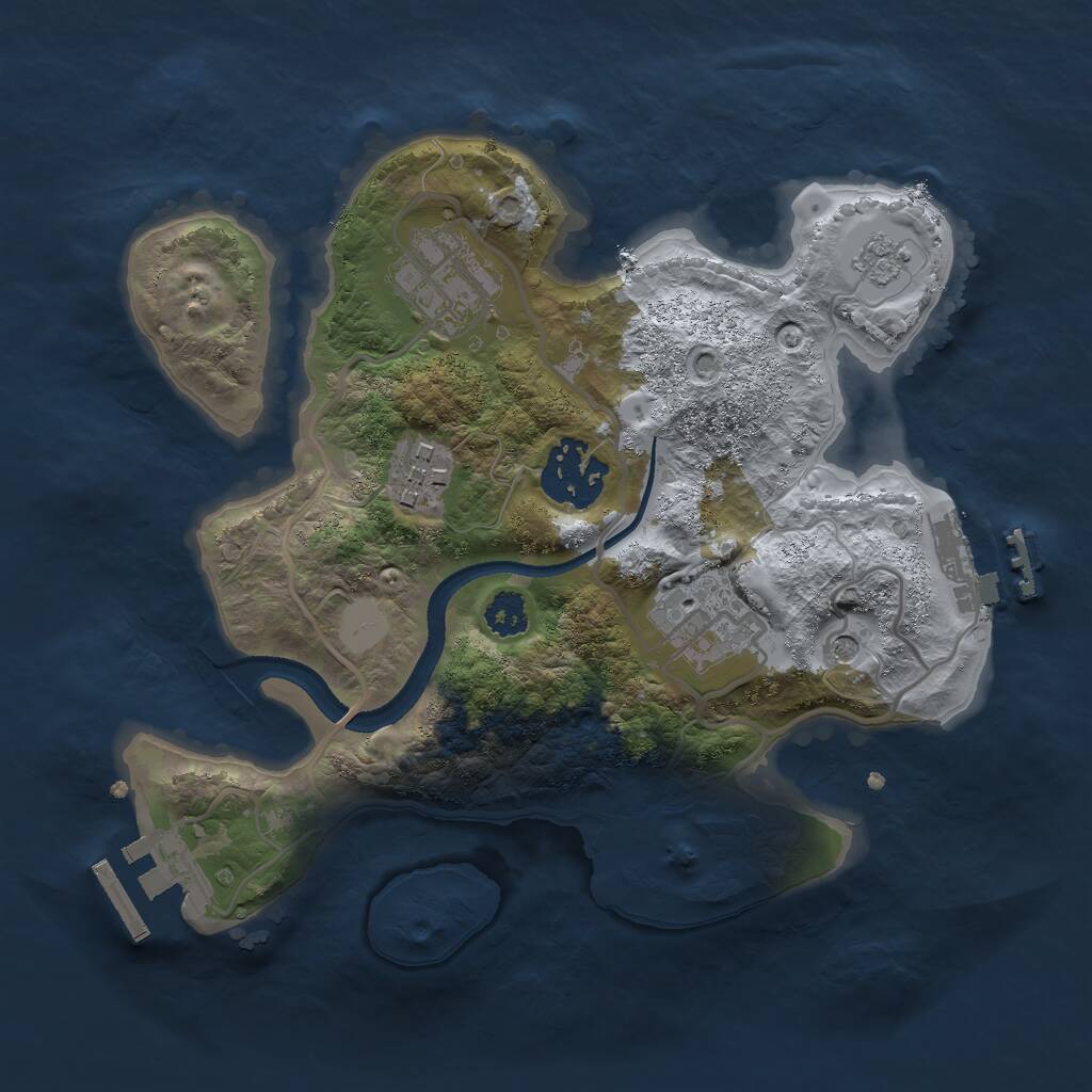 Rust Map: Procedural Map, Size: 2500, Seed: 21354, 9 Monuments