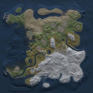 Thumbnail Rust Map: Procedural Map, Size: 3500, Seed: 1079331497, 15 Monuments