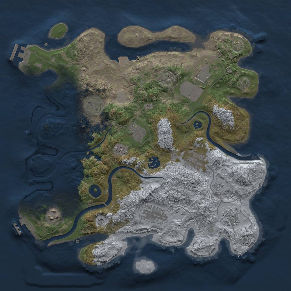 Rust Map: Procedural Map, Size: 3500, Seed: 1079331497, 15 Monuments