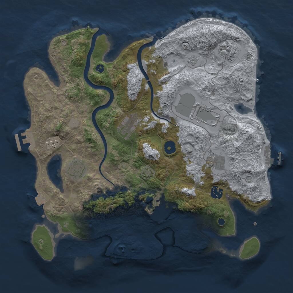 Rust Map: Procedural Map, Size: 3500, Seed: 1194363797, 14 Monuments