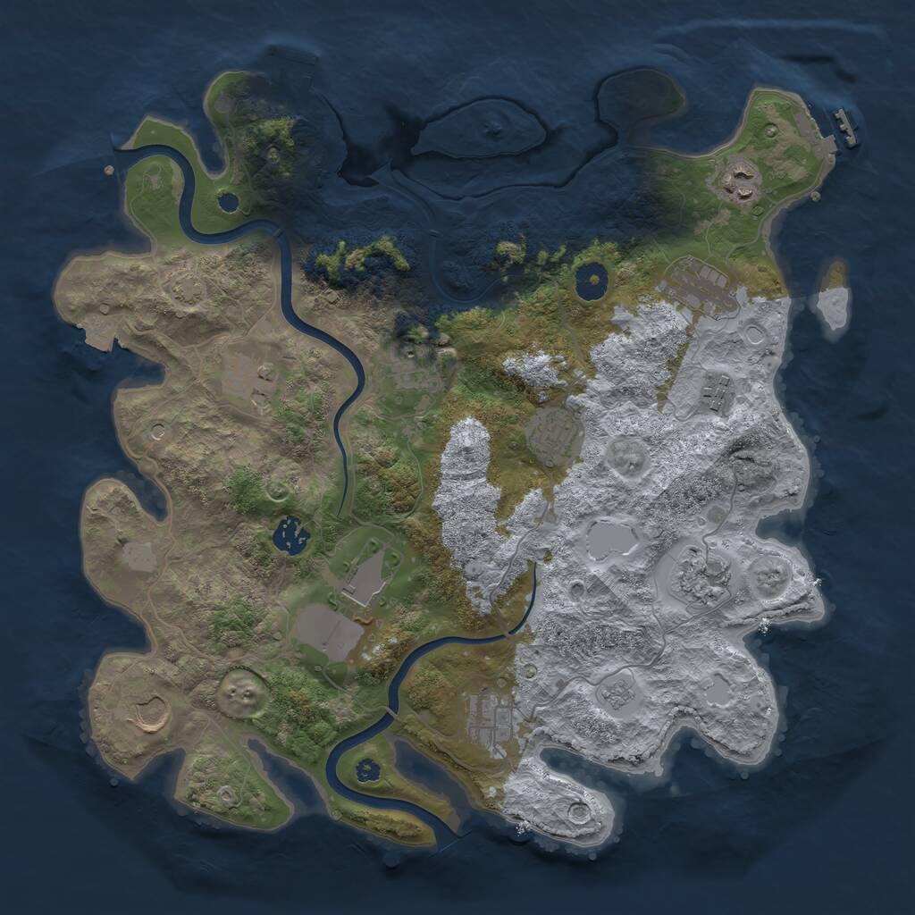 Rust Map: Procedural Map, Size: 3800, Seed: 646145031, 17 Monuments