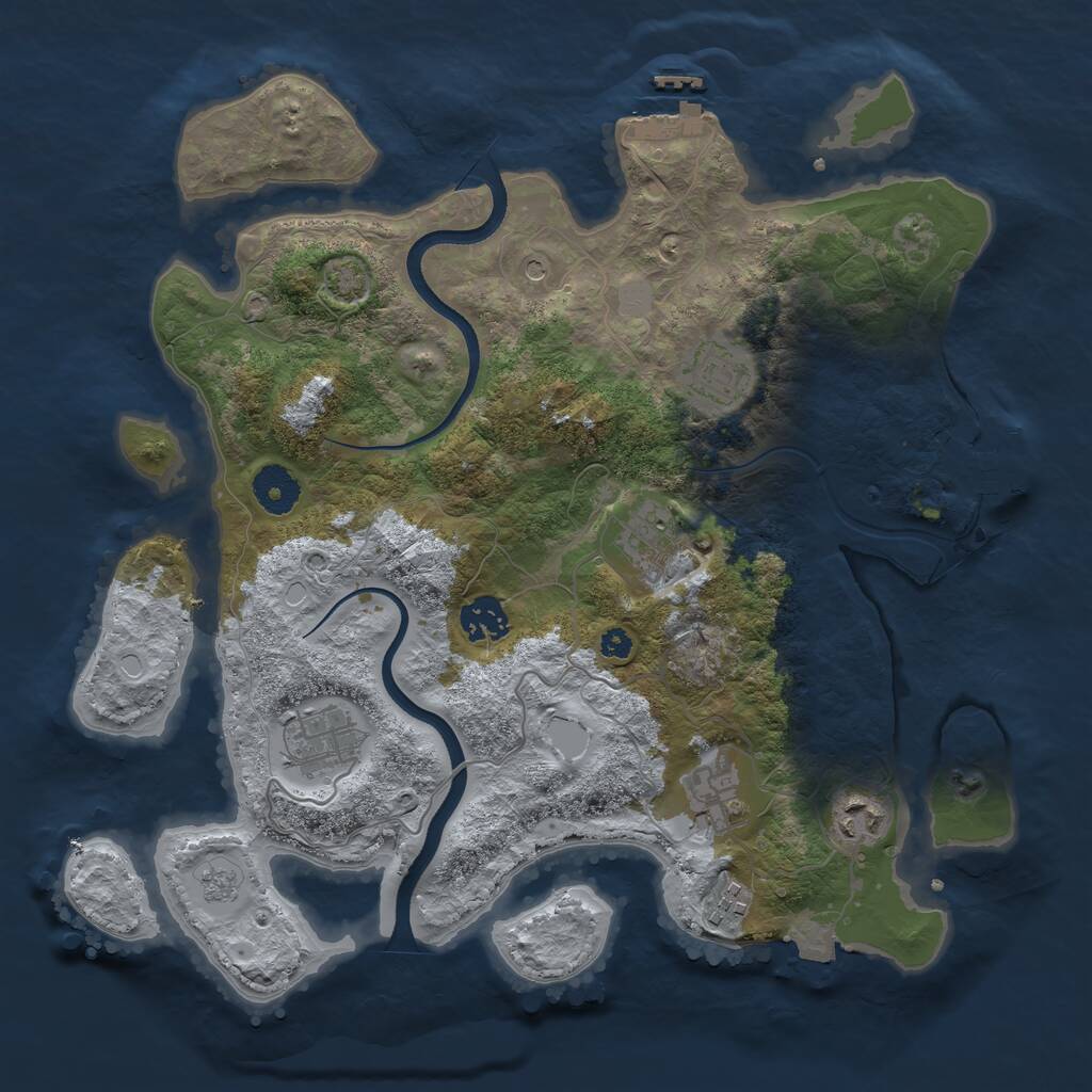Rust Map: Procedural Map, Size: 3500, Seed: 1562704589, 13 Monuments