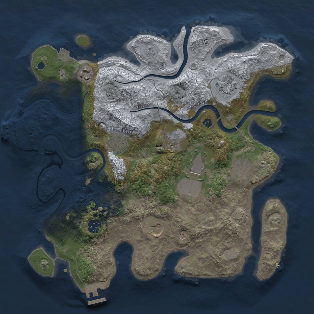 Rust Map: Procedural Map, Size: 3525, Seed: 1, 15 Monuments