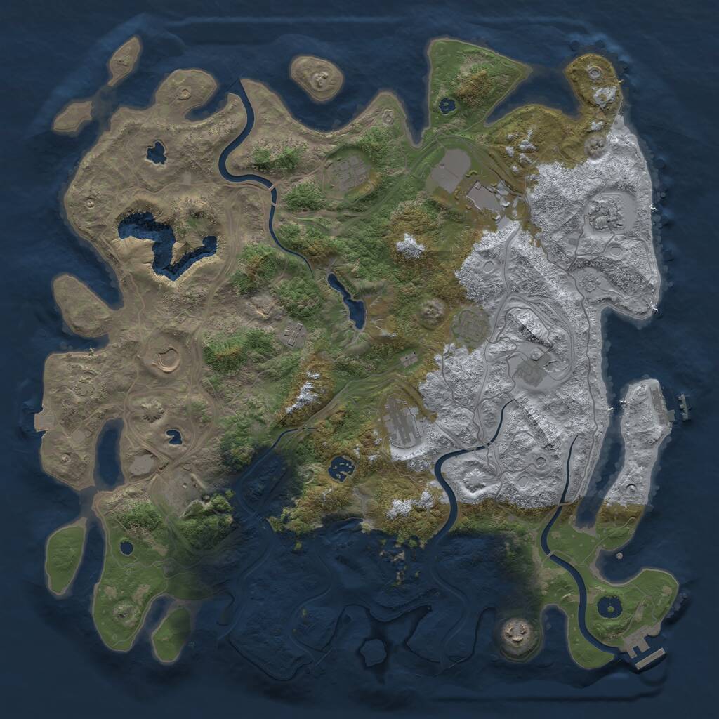 Rust Map: Procedural Map, Size: 4500, Seed: 29643658, 17 Monuments