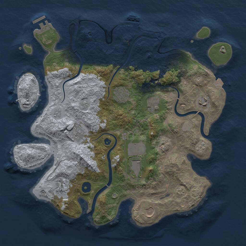Rust Map: Procedural Map, Size: 3600, Seed: 651298341, 14 Monuments
