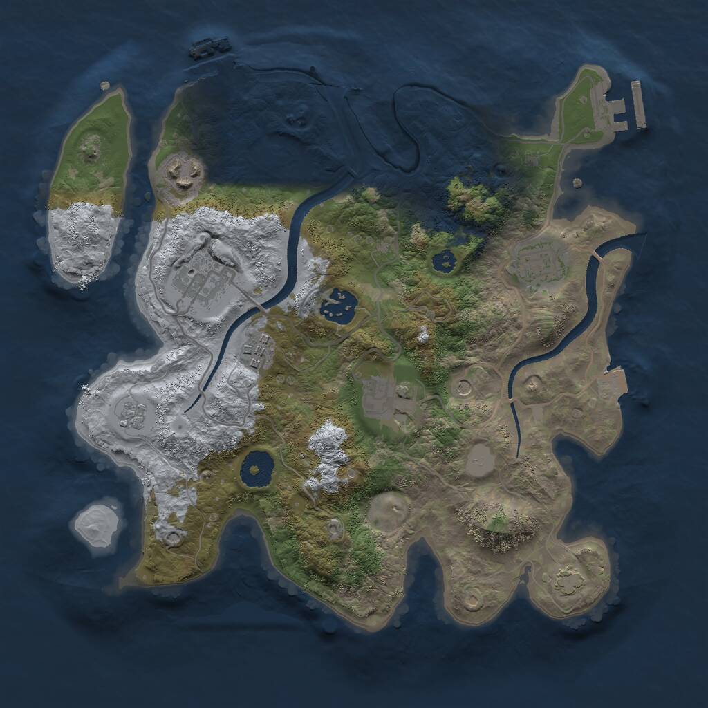Rust Map: Procedural Map, Size: 3000, Seed: 39886, 12 Monuments