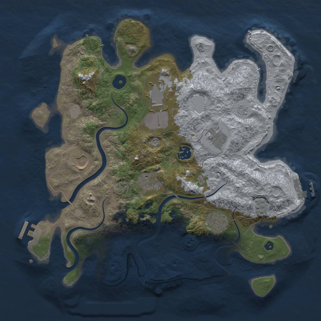 Rust Map: Procedural Map, Size: 3500, Seed: 712584716, 13 Monuments