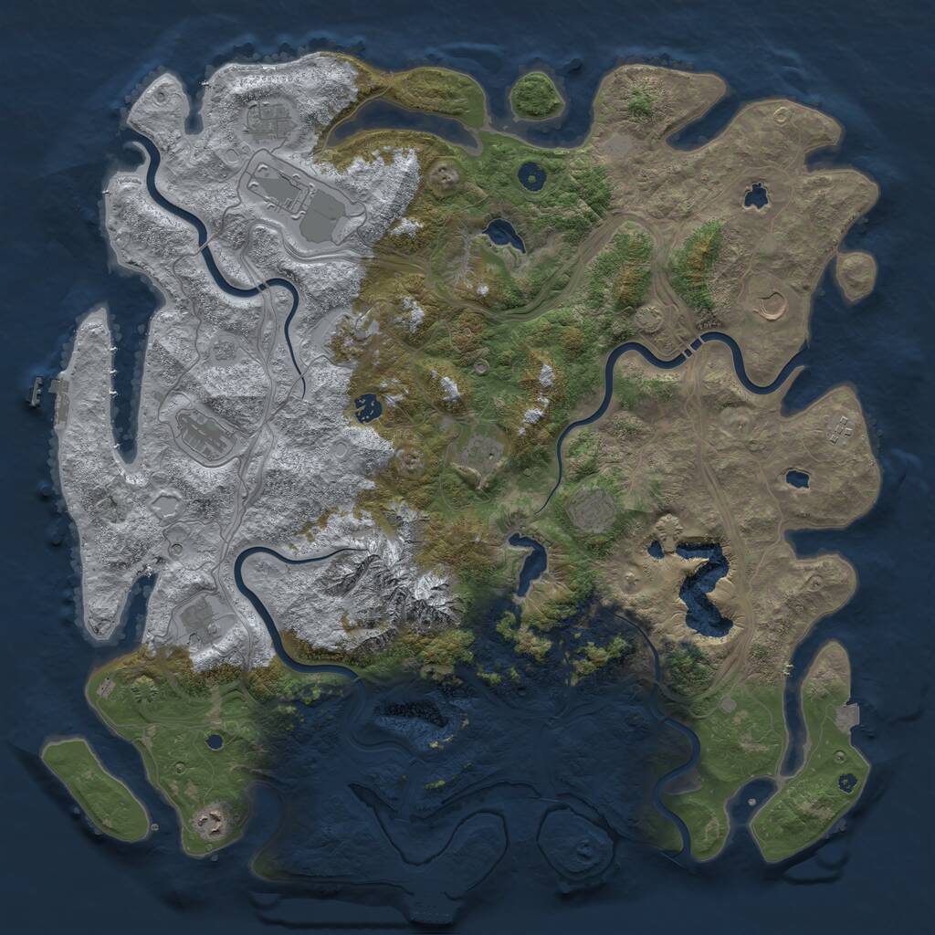 Rust Map: Procedural Map, Size: 5000, Seed: 1470015612, 17 Monuments