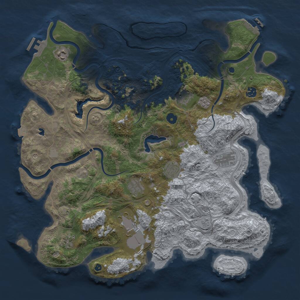 Rust Map: Procedural Map, Size: 4250, Seed: 1876604751, 15 Monuments