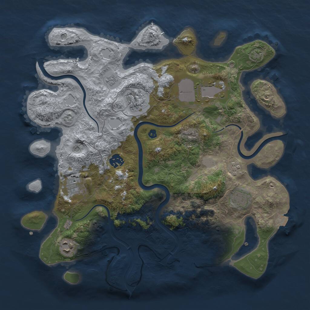 Rust Map: Procedural Map, Size: 3500, Seed: 871026874, 12 Monuments