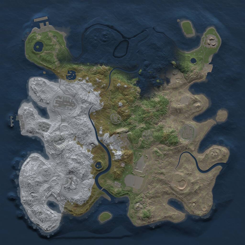 Rust Map: Procedural Map, Size: 3600, Seed: 50011, 16 Monuments
