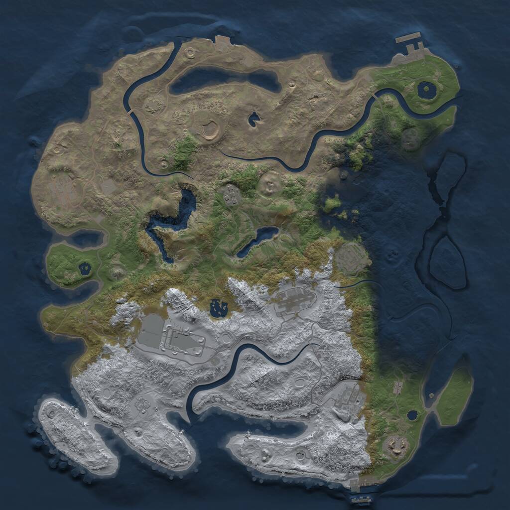 Rust Map: Procedural Map, Size: 4050, Seed: 1235834567, 16 Monuments