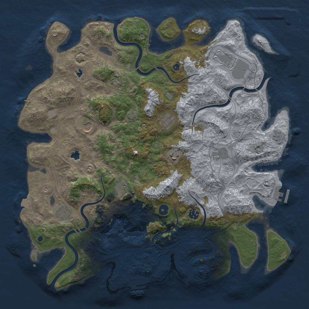 Rust Map: Procedural Map, Size: 4500, Seed: 852164165, 16 Monuments