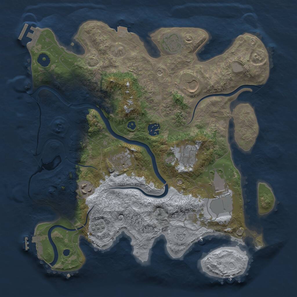 Rust Map: Procedural Map, Size: 3500, Seed: 1211151651, 14 Monuments