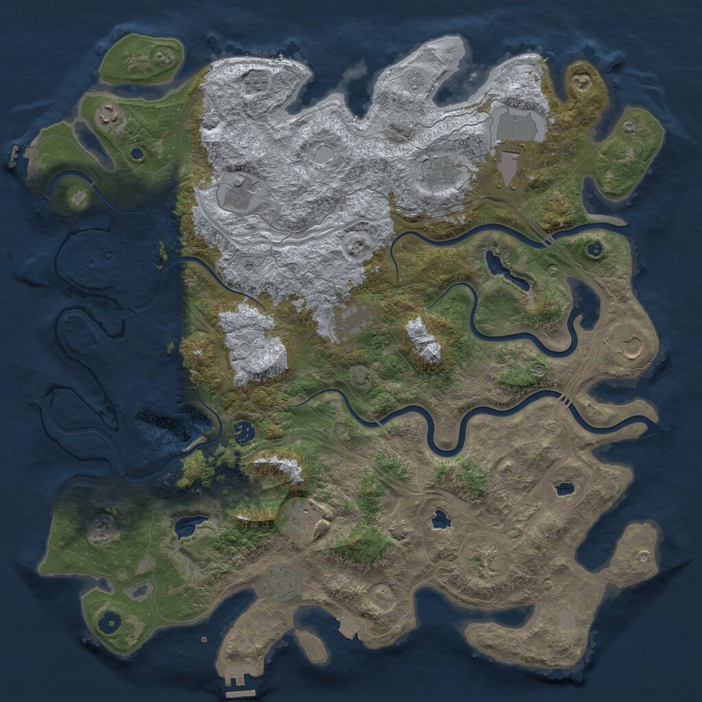 Rust Map: Procedural Map, Size: 4800, Seed: 2080741330, 17 Monuments
