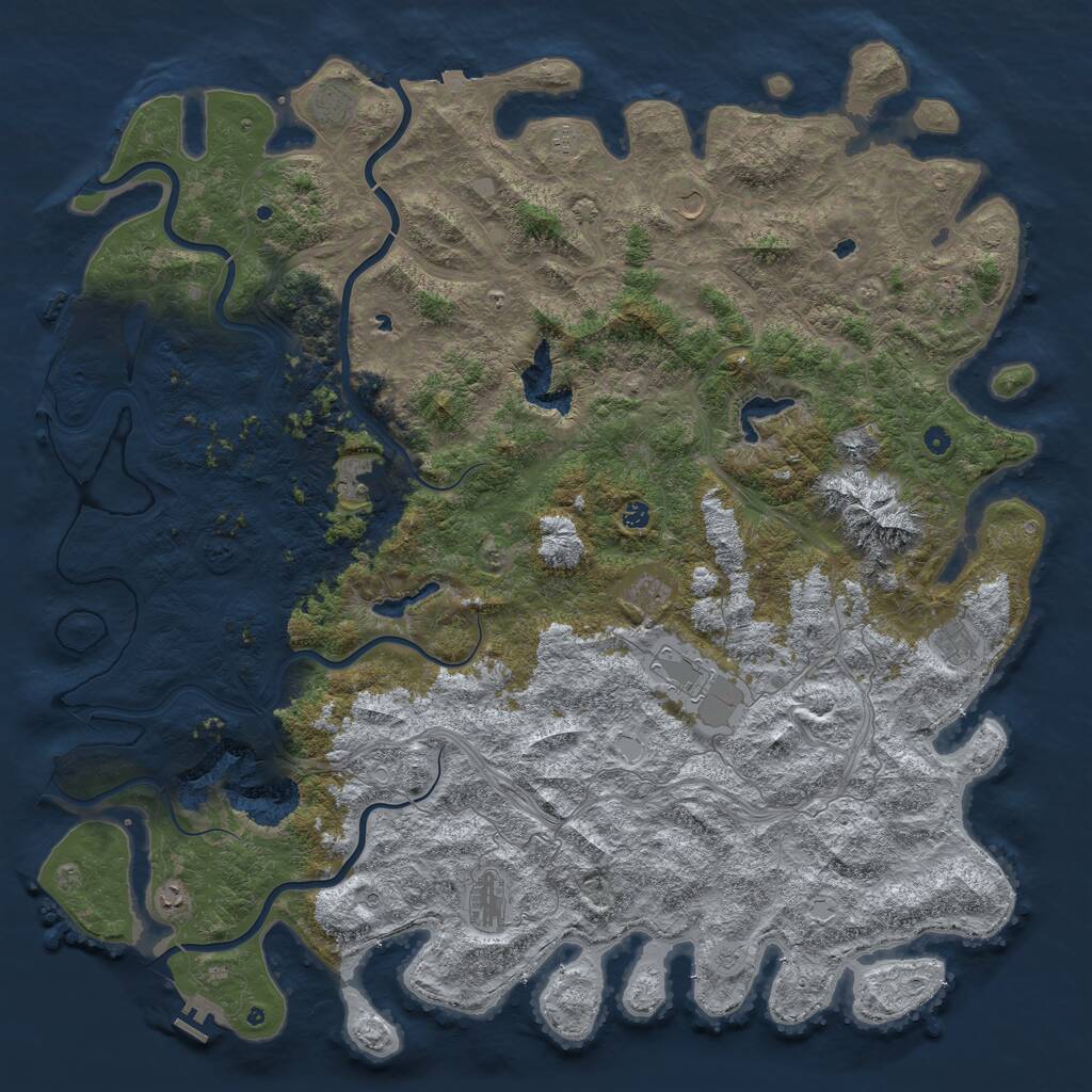 Rust Map: Procedural Map, Size: 6000, Seed: 676433628, 17 Monuments
