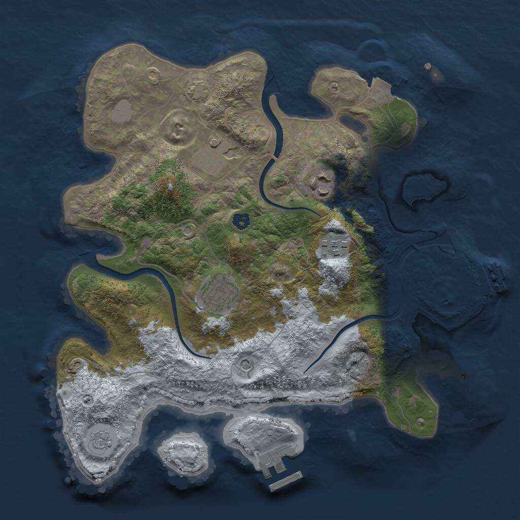 Rust Map: Procedural Map, Size: 3000, Seed: 33359, 10 Monuments