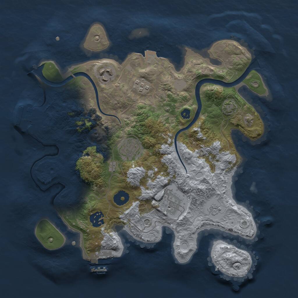 Rust Map: Procedural Map, Size: 3000, Seed: 553790357, 11 Monuments