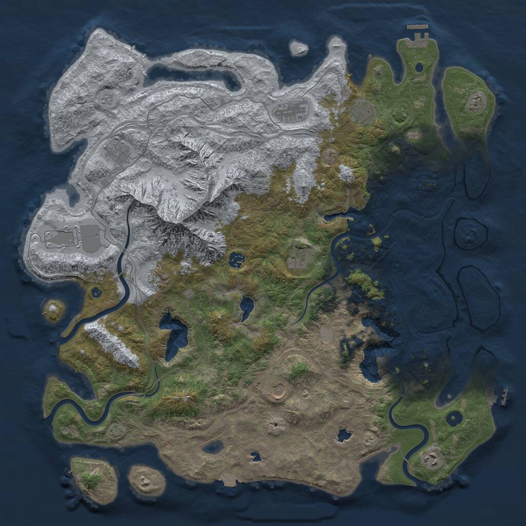 Rust Map: Procedural Map, Size: 5000, Seed: 346512, 16 Monuments