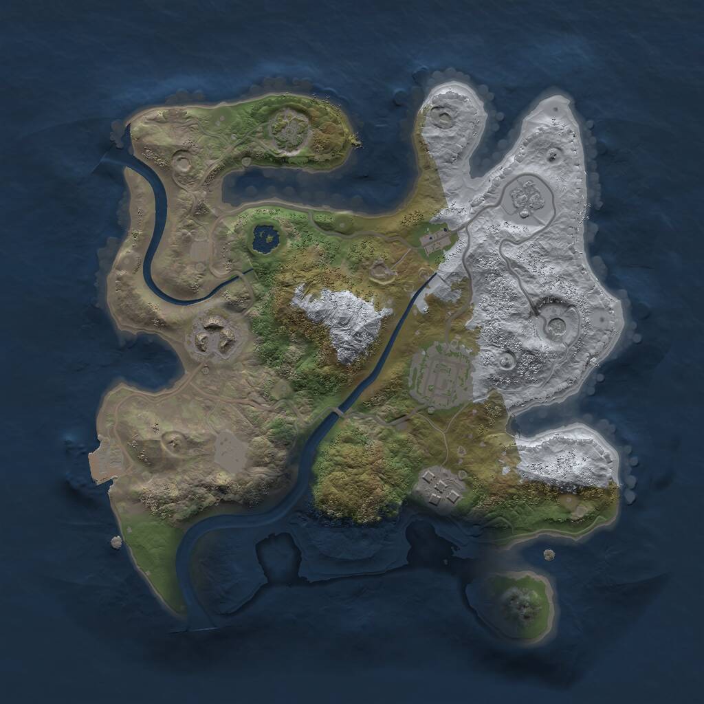 Rust Map: Procedural Map, Size: 2500, Seed: 1907442069, 7 Monuments