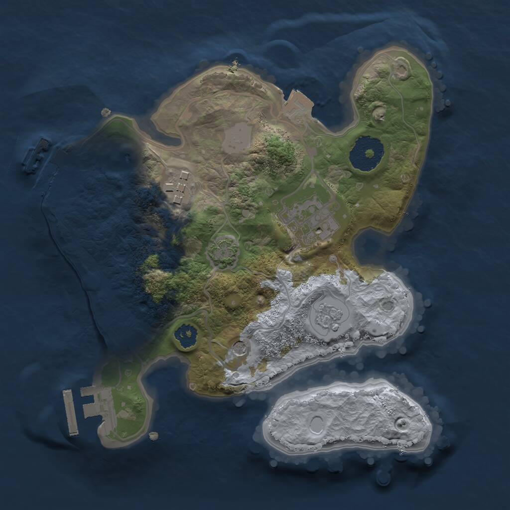 Rust Map: Procedural Map, Size: 2250, Seed: 1130185, 8 Monuments