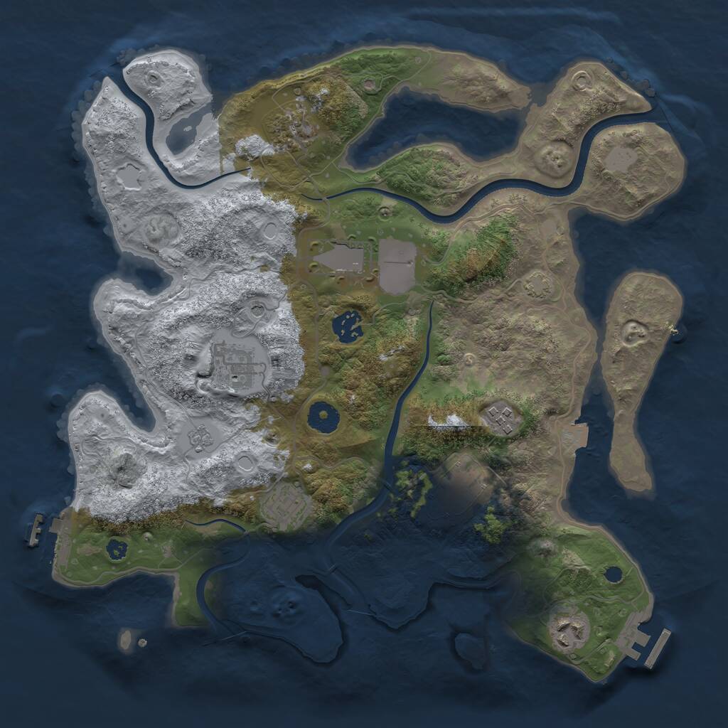 Rust Map: Procedural Map, Size: 3500, Seed: 390463499, 14 Monuments