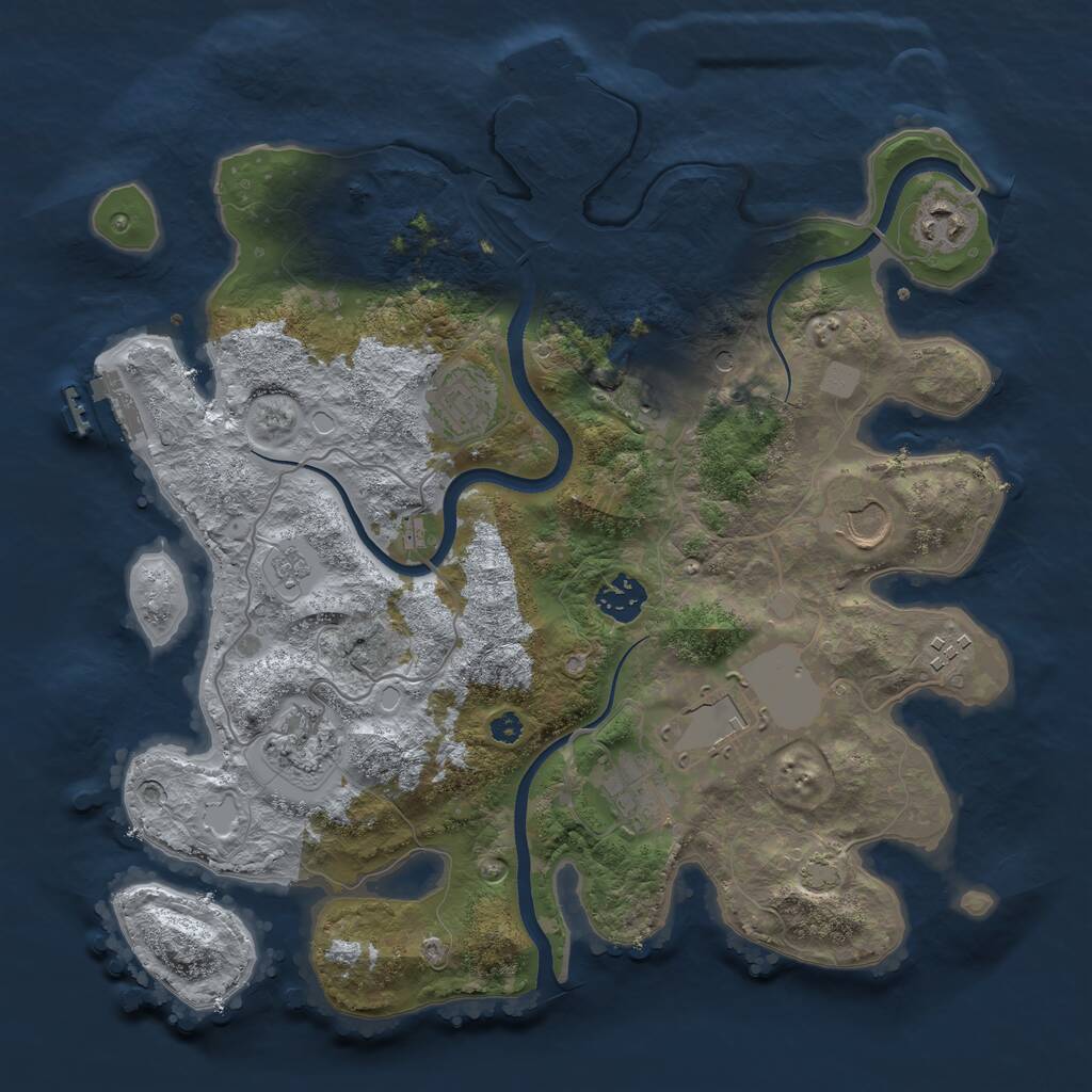 Rust Map: Procedural Map, Size: 3500, Seed: 23758, 15 Monuments