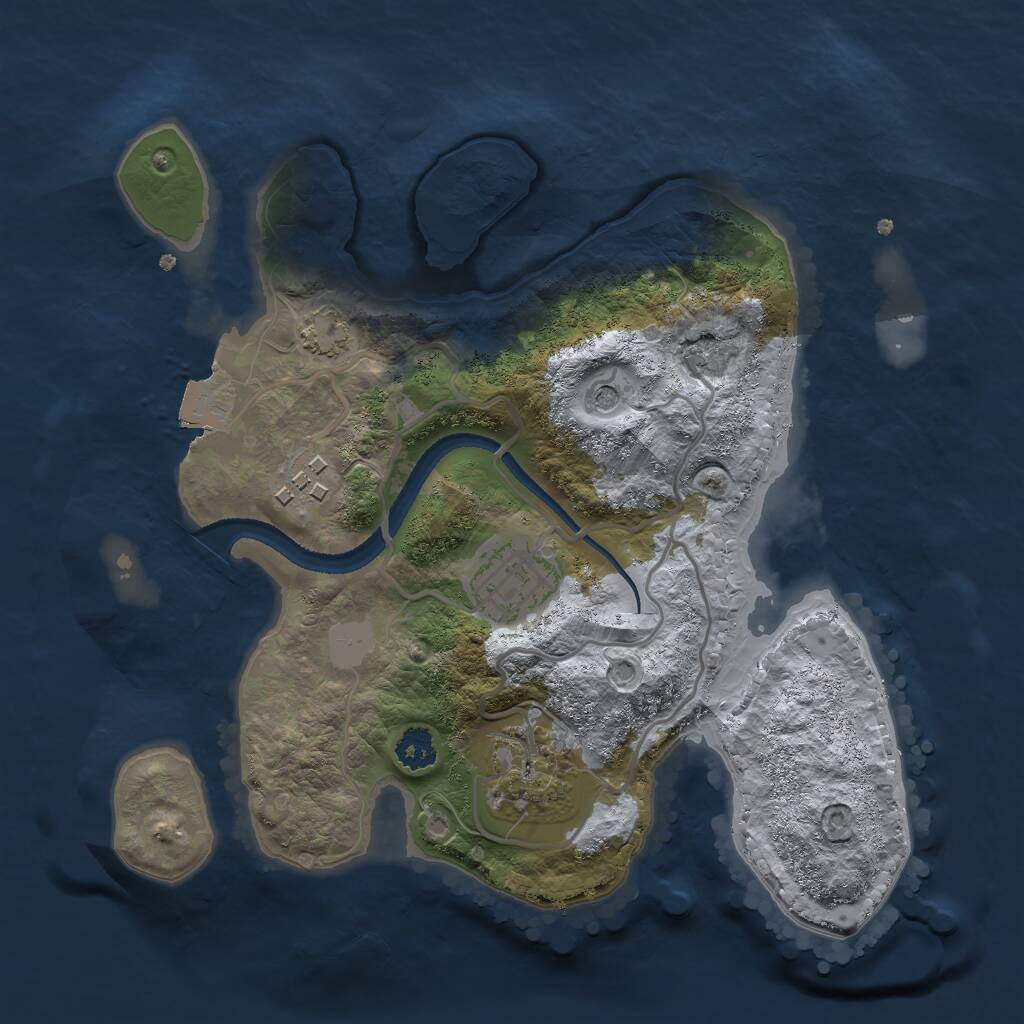 Rust Map: Procedural Map, Size: 2500, Seed: 2144343647, 6 Monuments