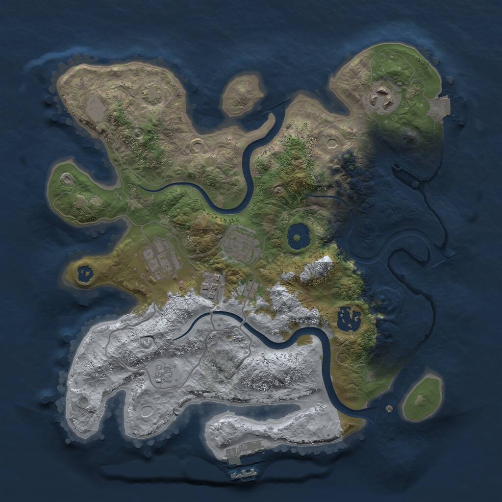 Rust Map: Procedural Map, Size: 3000, Seed: 5442378, 10 Monuments