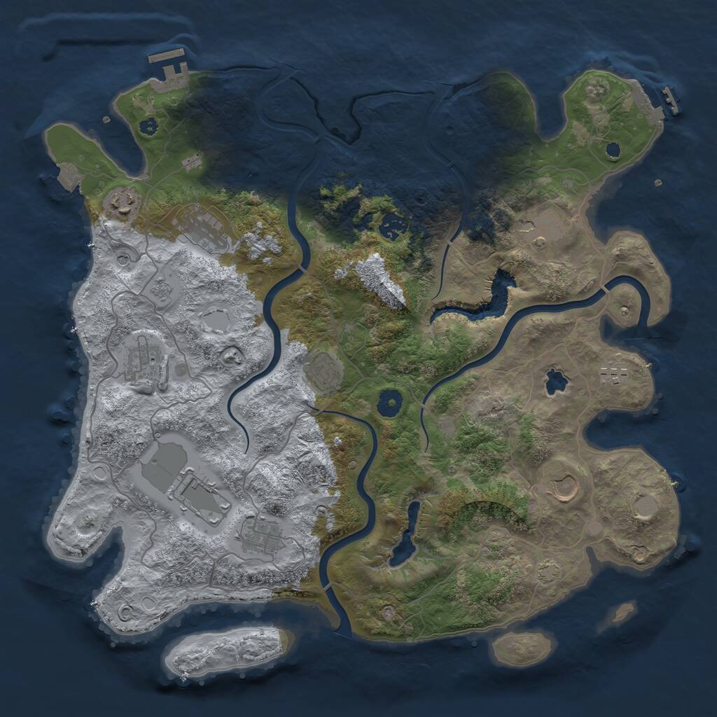Rust Map: Procedural Map, Size: 4000, Seed: 93661580, 16 Monuments