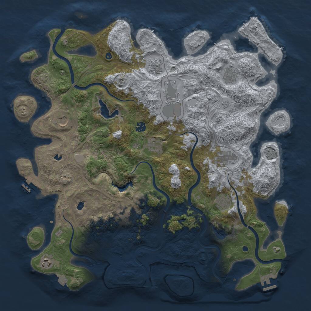 Rust Map: Procedural Map, Size: 4500, Seed: 287394218, 17 Monuments