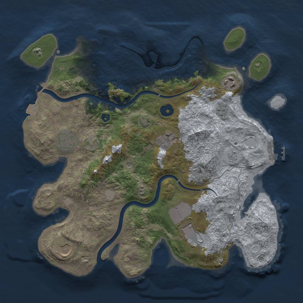 Rust Map: Procedural Map, Size: 3500, Seed: 681783318, 12 Monuments