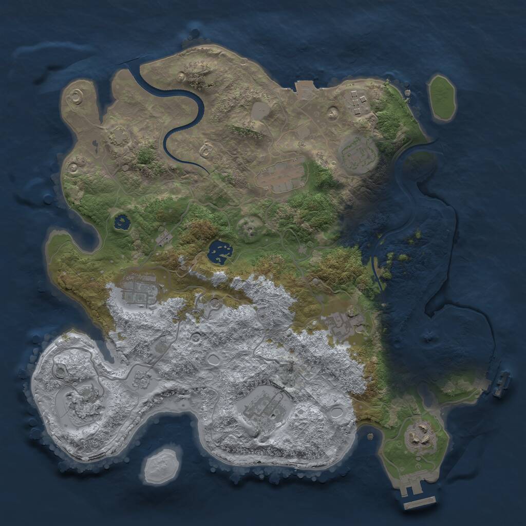 Rust Map: Procedural Map, Size: 3300, Seed: 909884733, 15 Monuments