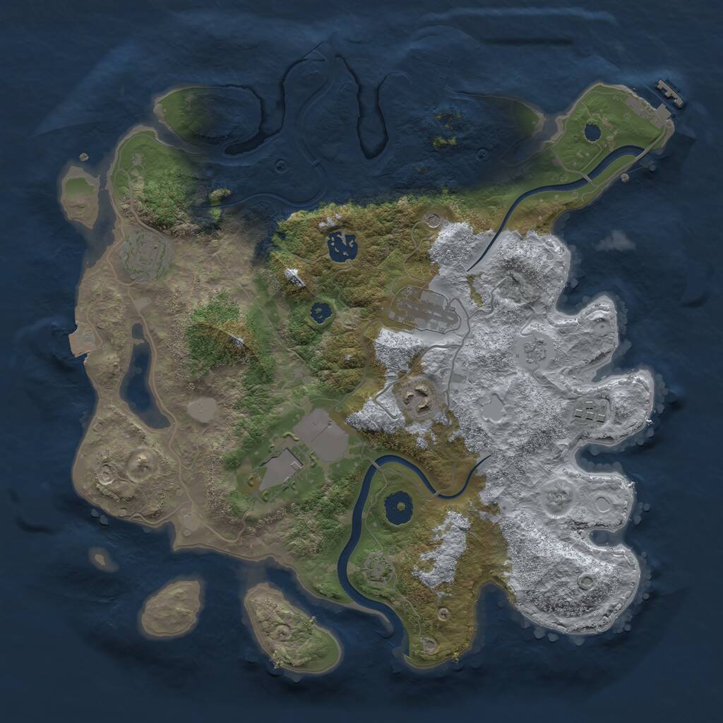 Rust Map: Procedural Map, Size: 3500, Seed: 417220613, 12 Monuments