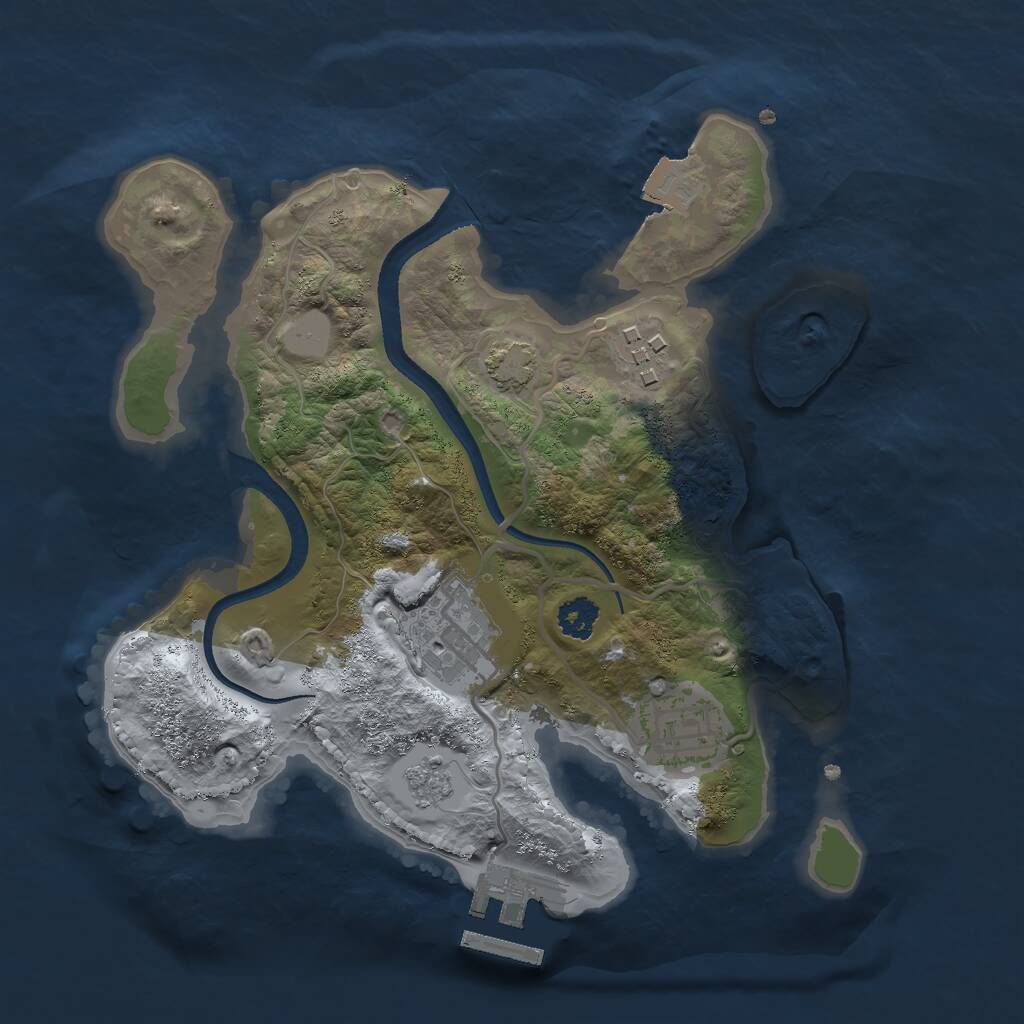 Rust Map: Procedural Map, Size: 2500, Seed: 91233, 7 Monuments